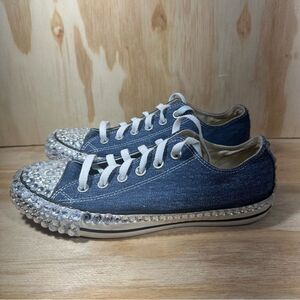 Converse Bedazzled Denim Canvas Sneakers Women’s Size 8